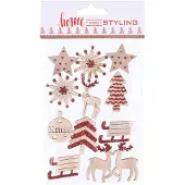 Generique Autocollants de Noël en bois avec paillettes, 12pcs.