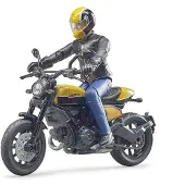 Lastenlelut 63053 BWORLD Moto Scrambler Ducati Cafe Racer avec pilote