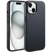 Accezz Coque arrière en cuir avec MagSafe pour Apple iPhone 15 - Onyx Black