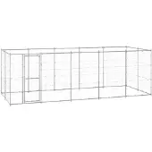 vidaXL Chenil extérieur Acier galvanisé 12,1 m²