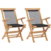 vidaXL Chaises de jardin pliantes 2 pcs. Bois massif teck et corde