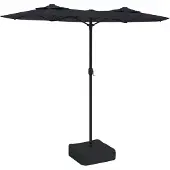 vidaXL Parasol double avec lumières LED Noir 316x145 cm