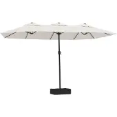 vidaXL Double parasol blanc sable 449x265 cm