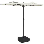 vidaXL Double parasol blanc sable 316x145 cm