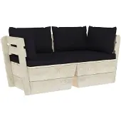 vidaXL Canapé de jardin en palettes 2 places avec coussins épicéa