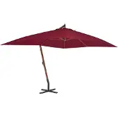 vidaXL Parapluie avec mât en bois 400x300 cm rouge bordeaux