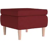 vidaXL Tabouret avec pieds en bois Rouge bordeaux Tissu