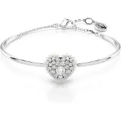 Swarovski Bracelet-Jonc Hyperbola, Coeur, Blanc, Métal Rhodié
