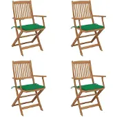 vidaXL Chaises de jardin pliantes 4 pièces avec coussins en bois massif d'acacia