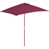 vidaXL Parasol avec mât en bois 150x200 cm rouge bordeaux
