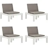 vidaXL Chaises de jardin avec coussins 4 pcs. Plastique blanc
