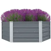 vidaXL Lit surélevé 129 x 129 x 46 cm Acier galvanisé Gris