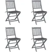 vidaXL Chaises de jardin pliantes 4 pièces avec coussins en bois massif d'acacia