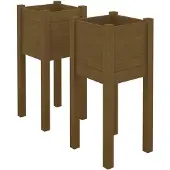 vidaXL Jardinières d'extérieur 2 pcs Marron miel 31x31x70cm Pin massif