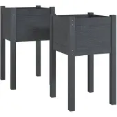 vidaXL Jardinières d'extérieur 2pcs Gris 40x40x70cm Bois de pin massif