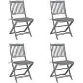 vidaXL Chaises de jardin pliantes 4 pièces avec coussins en bois massif d'acacia
