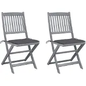 vidaXL Chaises de jardin pliantes 2 pcs. avec coussins en bois massif d'acacia