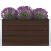 vidaXL Lit surélevé 100 x 100 x 45 cm Acier galvanisé brun