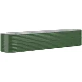 vidaXL Lit surélevé Acier revêtu par poudre 368x80x68 cm Vert