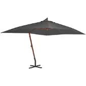 vidaXL Parapluie avec mât en bois 400x300 cm Anthracite