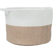 vidaXL Panier à linge marron et blanc Ø55x36 cm coton