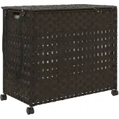 vidaXL Panier à linge avec roulettes marron foncé 66x35x60 cm