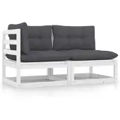 vidaXL Ensemble salon de jardin 2 pièces avec coussins blanc pin massif