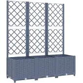 vidaXL Jardinière avec treillis bleu gris 120x40x136 cm PP