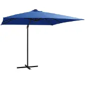 vidaXL Parapluie avec éclairage LED Mât en acier 250x250 cm bleu azur