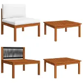vidaXL Ensemble salon de jardin 2 pièces avec coussins bois acacia & corde