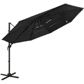 vidaXL Parasol avec mât en aluminium 4 couches noir 3x3 m