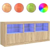 vidaXL Sideboard avec lampes LED Chêne Sonoma 162x37x67 cm