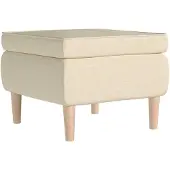 vidaXL Tabouret avec pieds en bois Crème Tissu