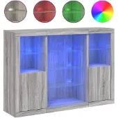 vidaXL Sideboards avec lampes LED 3 pcs. Gris Sonoma Matériau dérivé du bois
