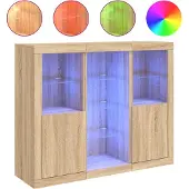 vidaXL Sideboards avec lampes LED 3 pcs. chêne Sonoma bois composite