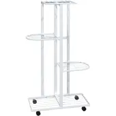 vidaXL Jardinière à 4 niveaux avec roues 44x23x80 cm Blanc Fer