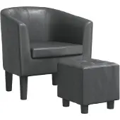 Super Merchant Fauteuil avec repose-pied gris similicuir