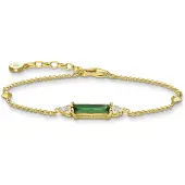 Thomas Sabo Bracelet pierre verte or, (19 cm, Argent sterling 925, Or jaune 750 plaqué or)