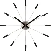 Nextime Horloge murale - - Plug Inn - Acier Inoxydable - Noir Ø 58cm