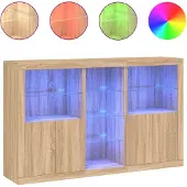 vidaXL Sideboard avec lampes LED Chêne Sonoma 162x37x100 cm