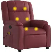 vidaXL Fauteuil de massage vin rouge similicuir