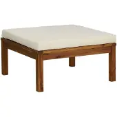 vidaXL Repose-pied avec coussin blanc crème Bois d'acacia massif
