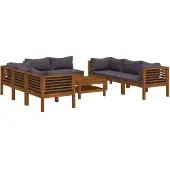 vidaXL Ensemble de salon de jardin 9 pièces avec coussins en bois massif d'acacia