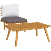 vidaXL Ensemble de salon de jardin 2 pièces avec coussins en bois massif d'acacia