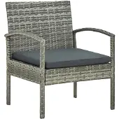 vidaXL Chaise de jardin avec coussin Poly Rattan Gris