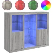 vidaXL Sideboards avec lampes LED 3 pcs. Gris Sonoma Matériau dérivé du bois