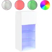 vidaXL Armoire TV avec lampes LED blanc 40,5x30x90 cm
