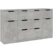 vidaXL Ensemble de 3 sideboards en bois gris béton