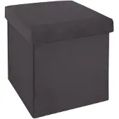Atmosphera Pouf pliant velours Tess - Gris foncé