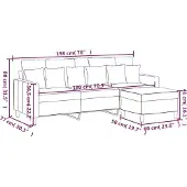vidaXL Canapé 3 places avec pouf rose 180 cm velours